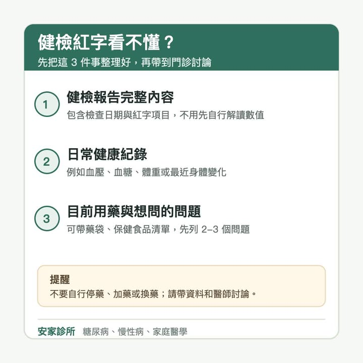 健檢報告出現「紅字」,先不要只看單一數字,也不要自己嚇自己。